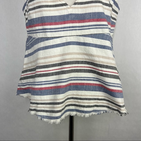 Zara Red Blue Stripes Women’s V Neck Sleeveless Crop Top Size Medium - Picture 3 of 5